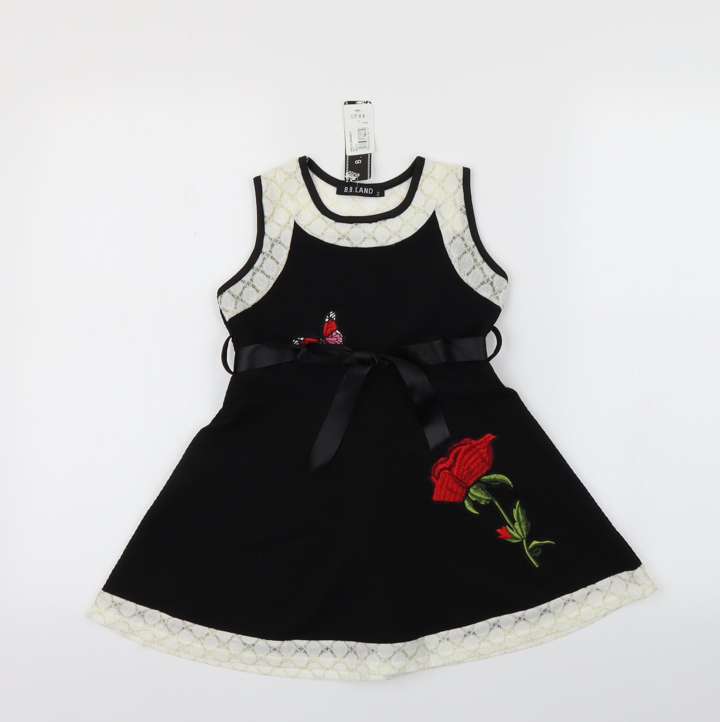 b.b.land Girls Black   A-Line  Size 2 Years  - buttefly