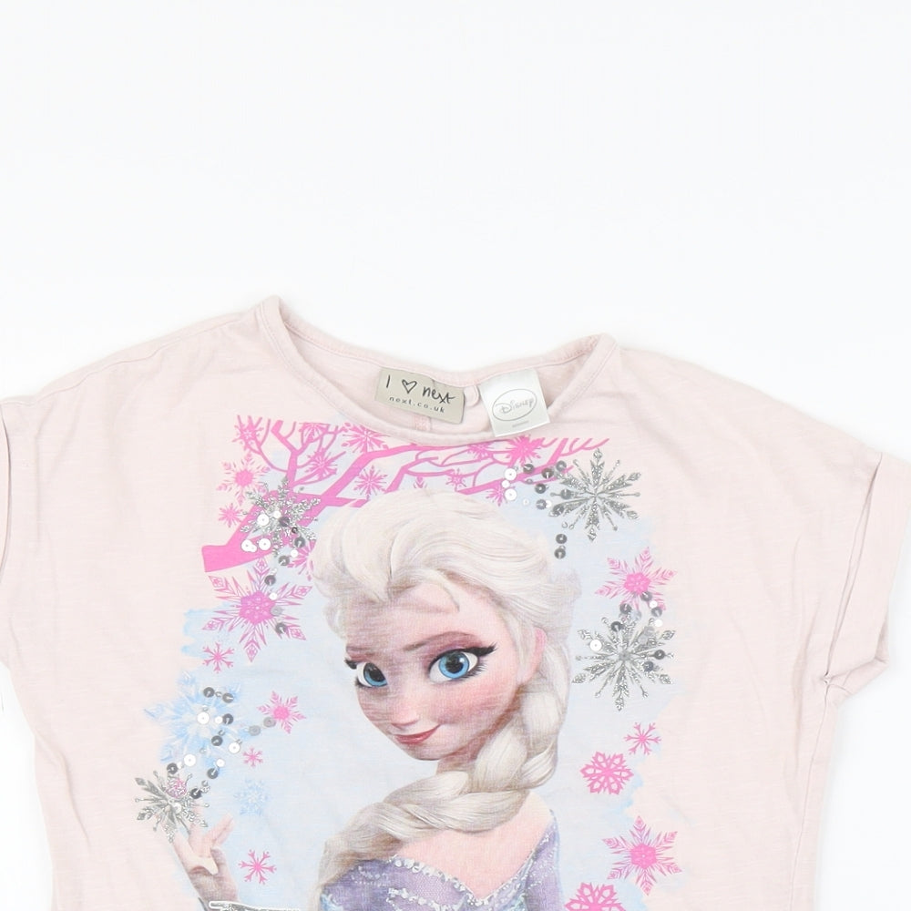 Disney Girls Pink   Basic T-Shirt Size 4 Years  - ELSA