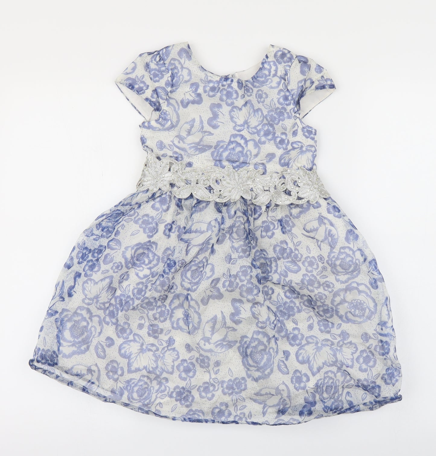 H&M Girls Blue Floral  A-Line  Size 6-7 Years