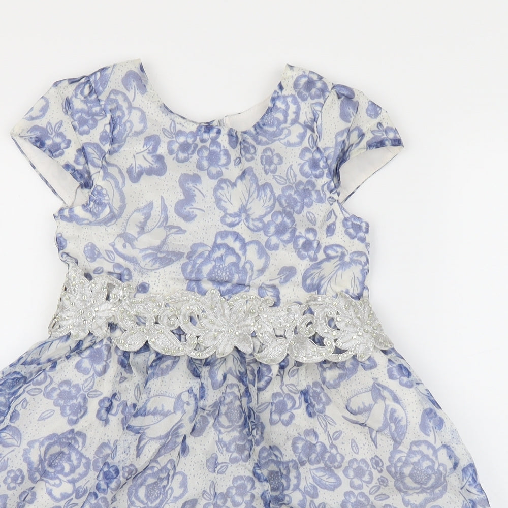 H&M Girls Blue Floral  A-Line  Size 6-7 Years