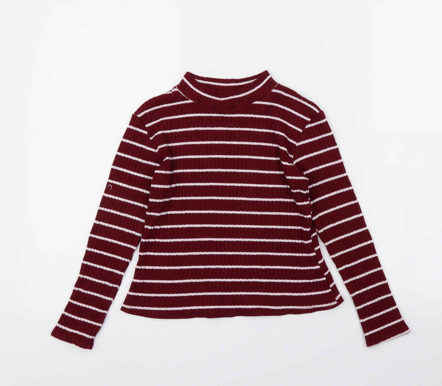 Boohoo Womens Purple Striped  Basic T-Shirt Size 10