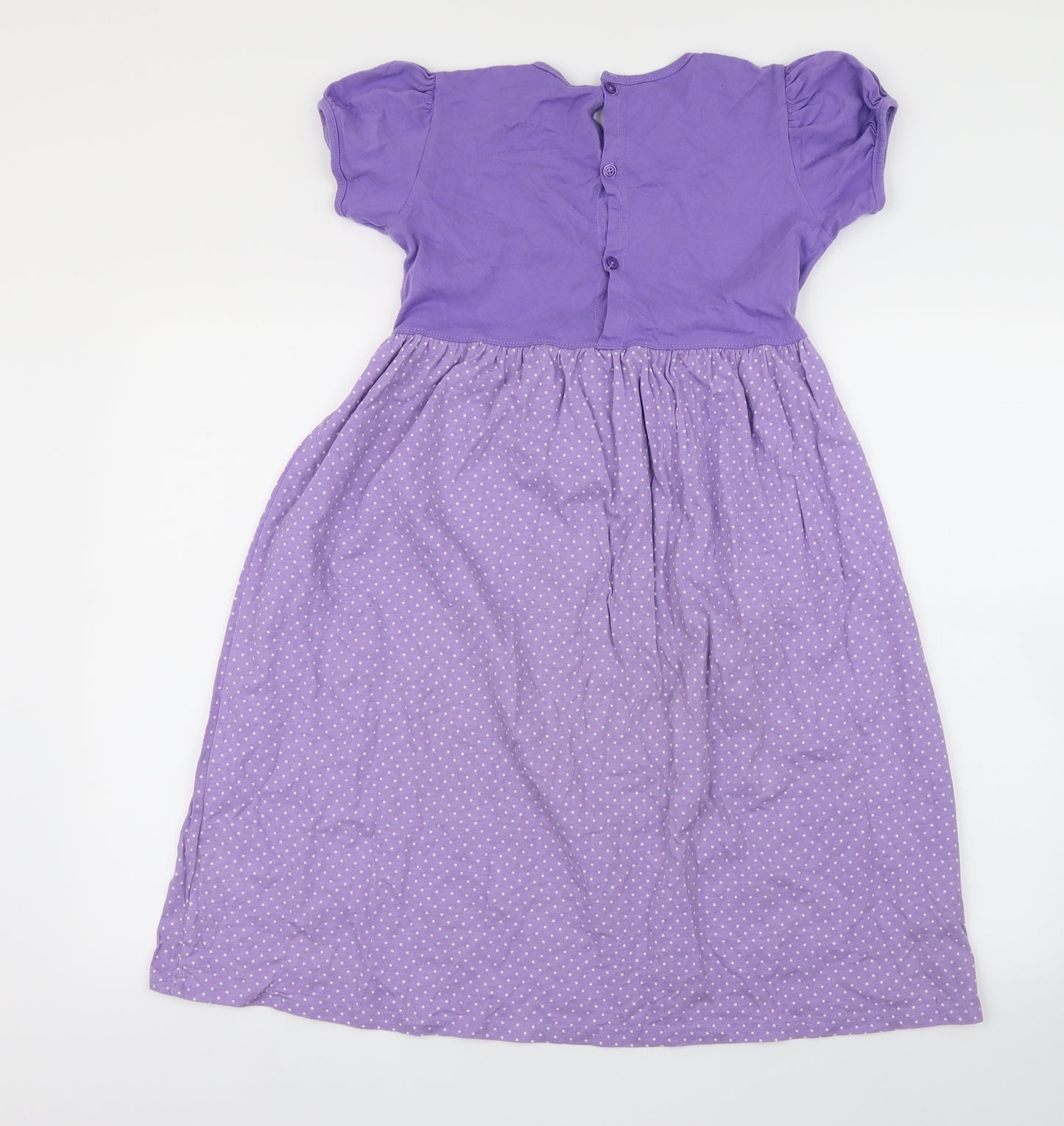 Preworn Girls Purple Polka Dot  A-Line  Size 12 Years