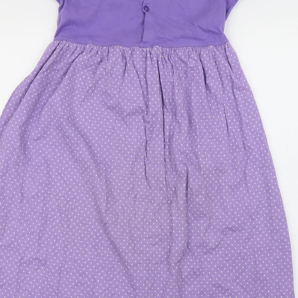 Preworn Girls Purple Polka Dot  A-Line  Size 12 Years