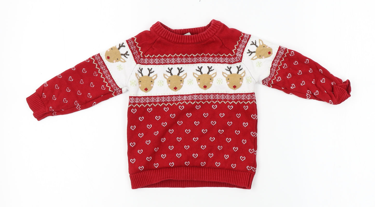 Primark Baby Red   Pullover Jumper Size 12-18 Months  - christmas Jumper