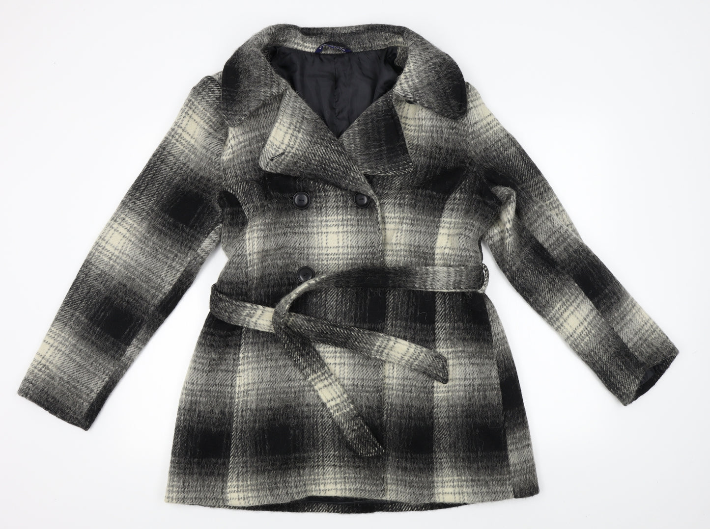 store twenty one Womens Grey Plaid  Overcoat Coat Size 16