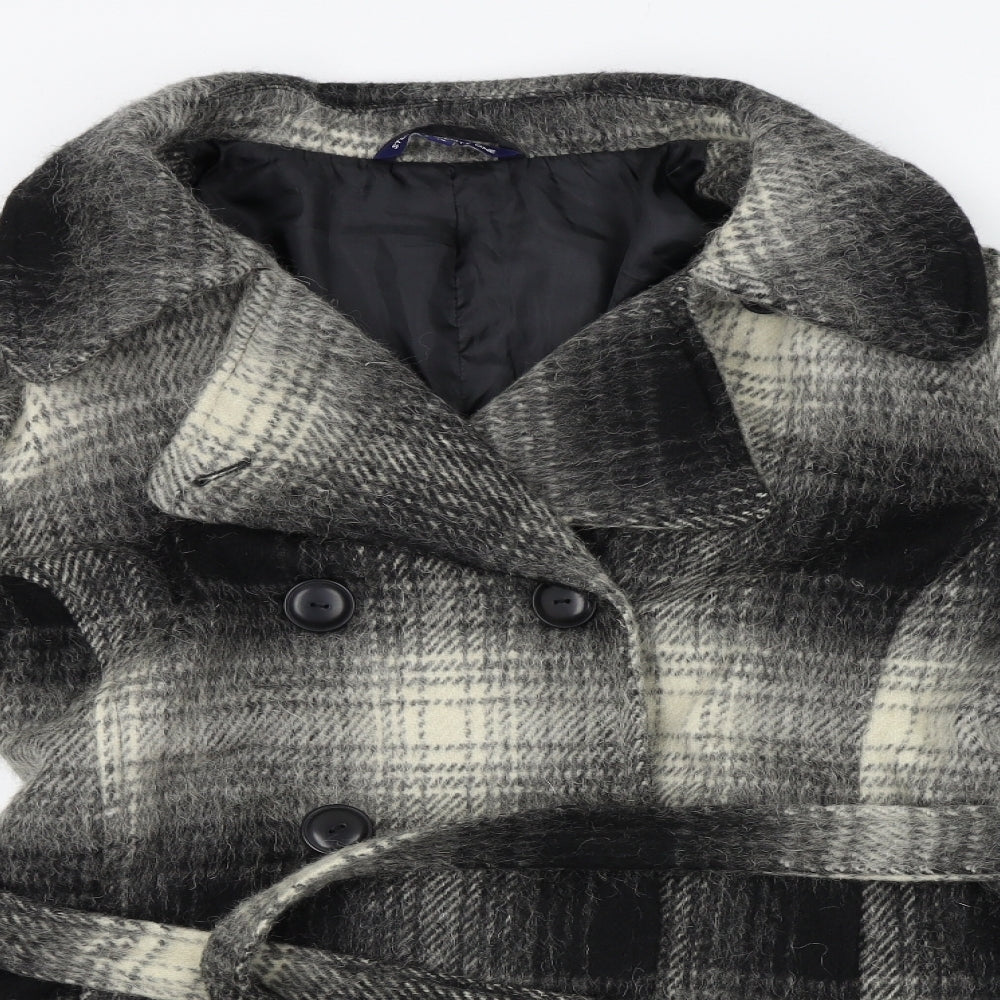 store twenty one Womens Grey Plaid  Overcoat Coat Size 16