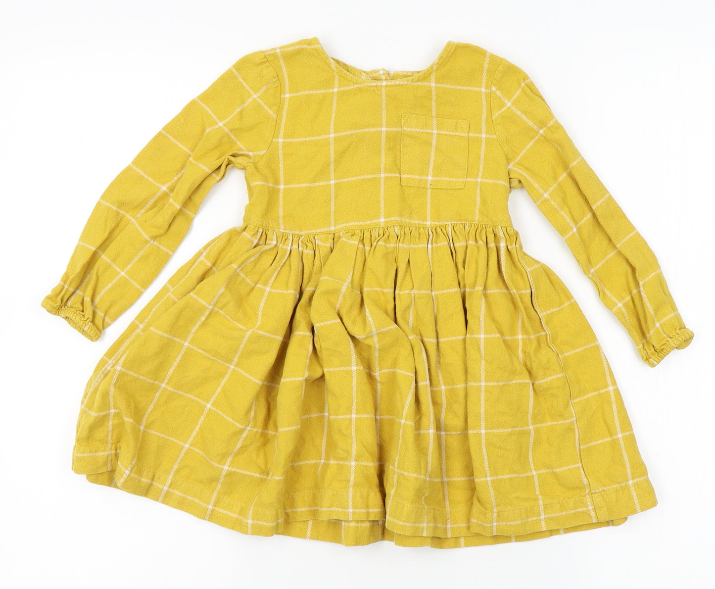 Mothercare Girls Yellow Plaid  A-Line  Size 3-4 Years