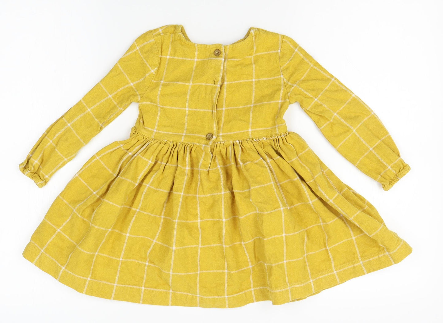 Mothercare Girls Yellow Plaid  A-Line  Size 3-4 Years