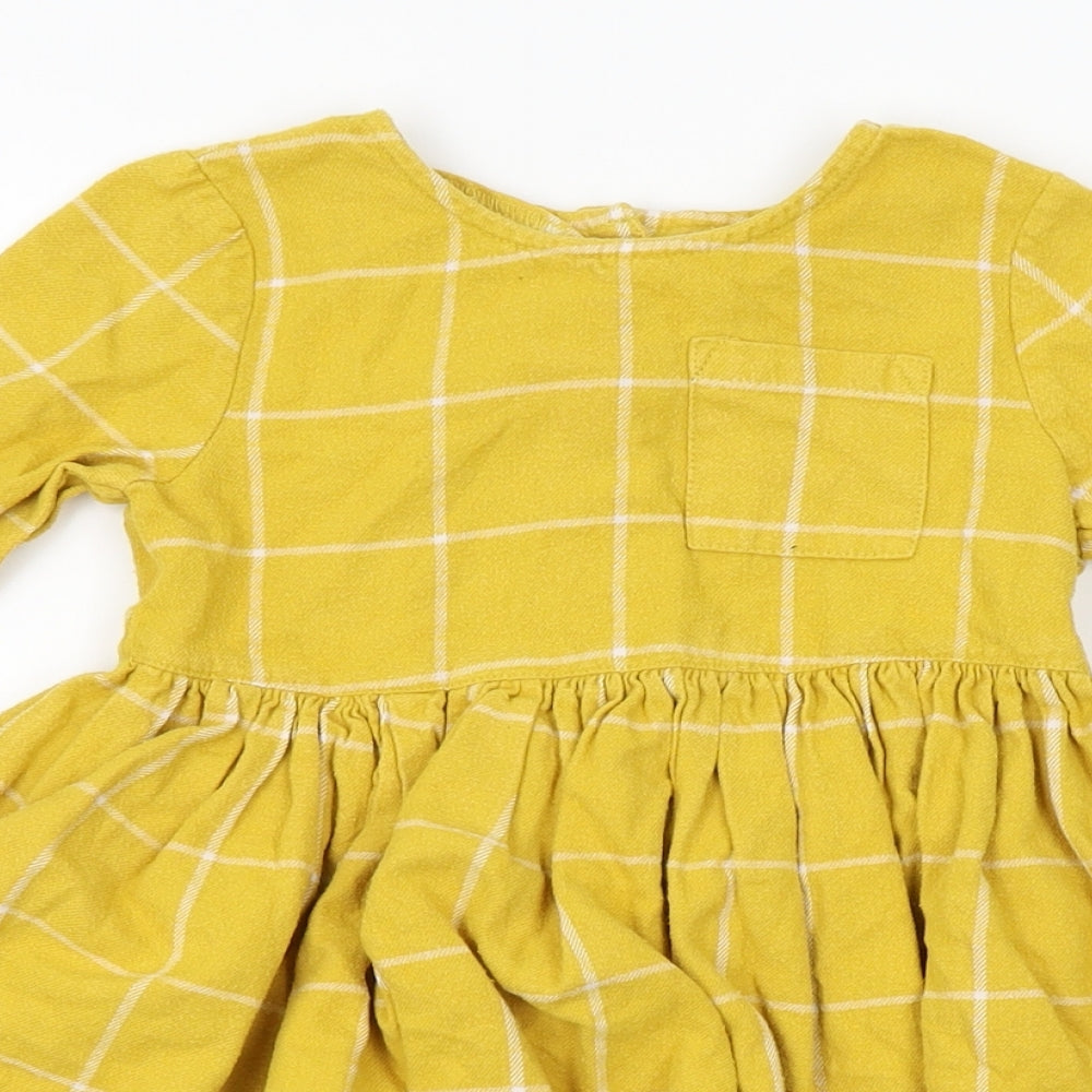 Mothercare Girls Yellow Plaid  A-Line  Size 3-4 Years