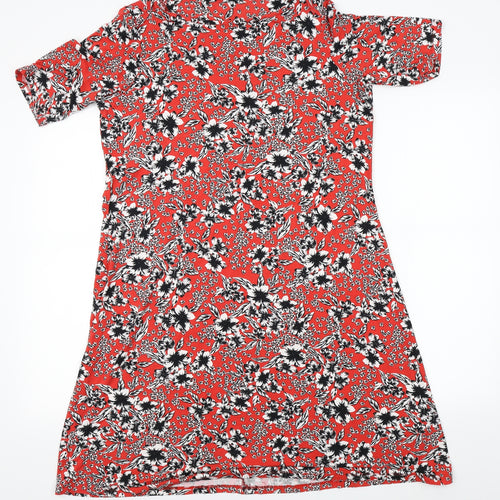 M&S Womens Red Floral  A-Line  Size 14