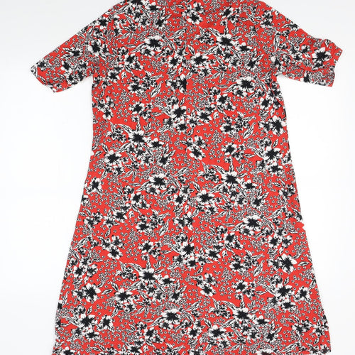 M&S Womens Red Floral  A-Line  Size 14