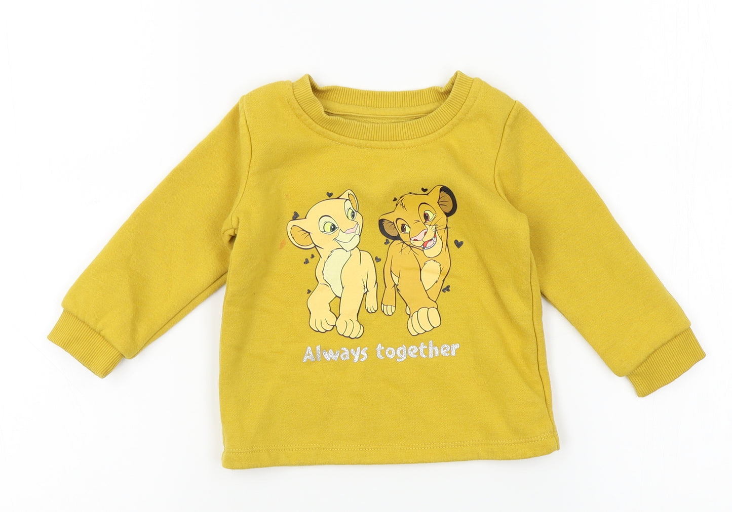 Primark Baby Yellow   Pullover Jumper Size 12-18 Months  - disney, lion kin