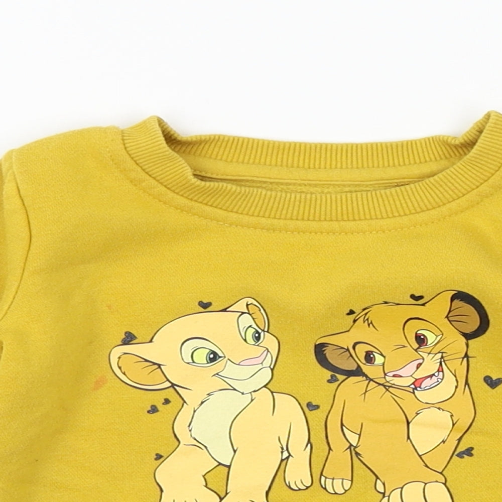 Primark Baby Yellow   Pullover Jumper Size 12-18 Months  - disney, lion kin