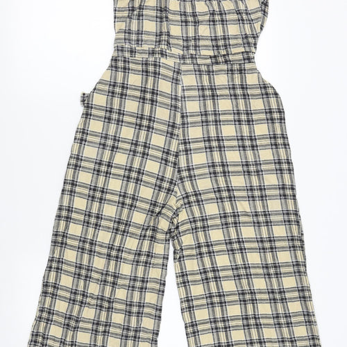 Boohoo Womens Beige Plaid  Jumpsuit One-Piece Size 10 L18 in