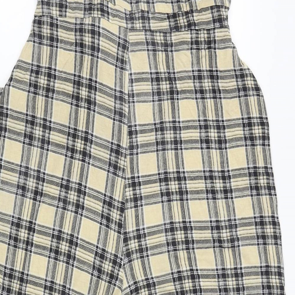 Boohoo Womens Beige Plaid  Jumpsuit One-Piece Size 10 L18 in