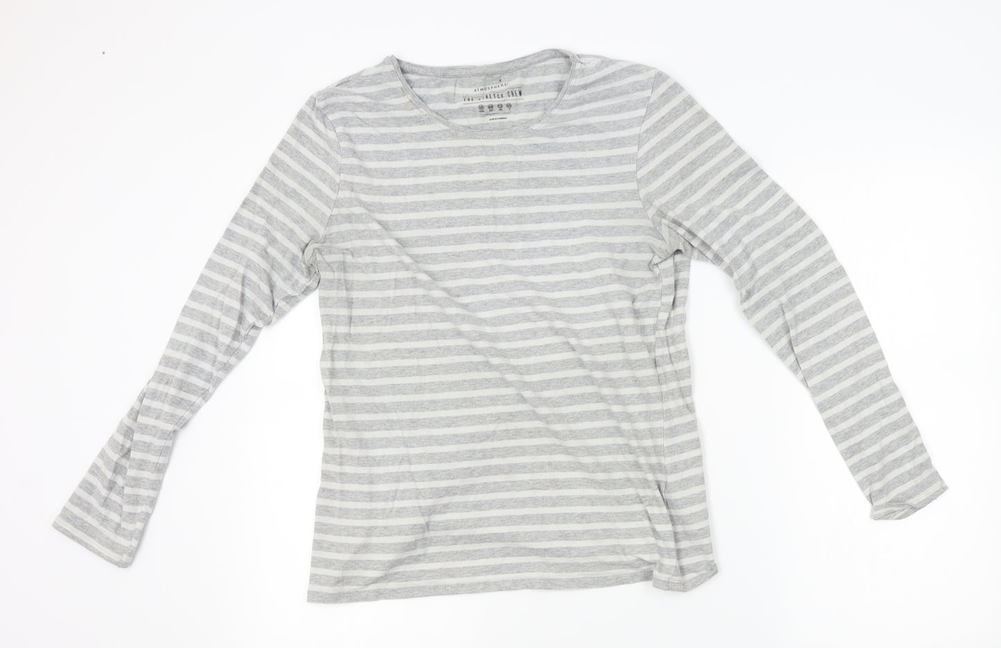 Atmosphere Womens Grey Striped  Basic T-Shirt Size 16