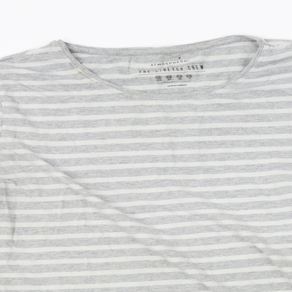 Atmosphere Womens Grey Striped  Basic T-Shirt Size 16