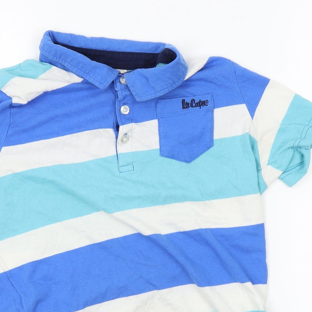 Lee Cooper Boys Blue Striped  Basic Polo Size 13 Years