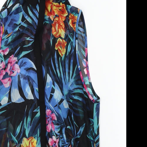 New Look Womens Blue Floral  Basic Button-Up Size 8