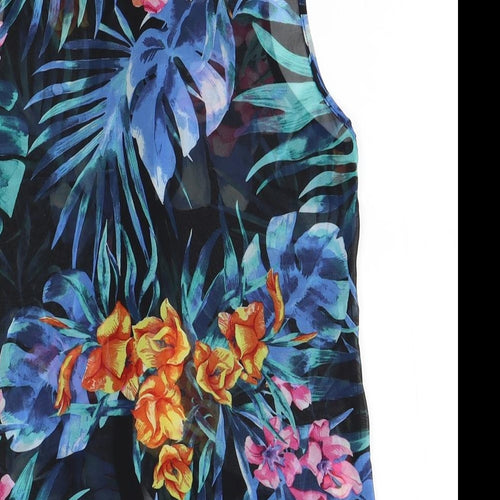 New Look Womens Blue Floral  Basic Button-Up Size 8