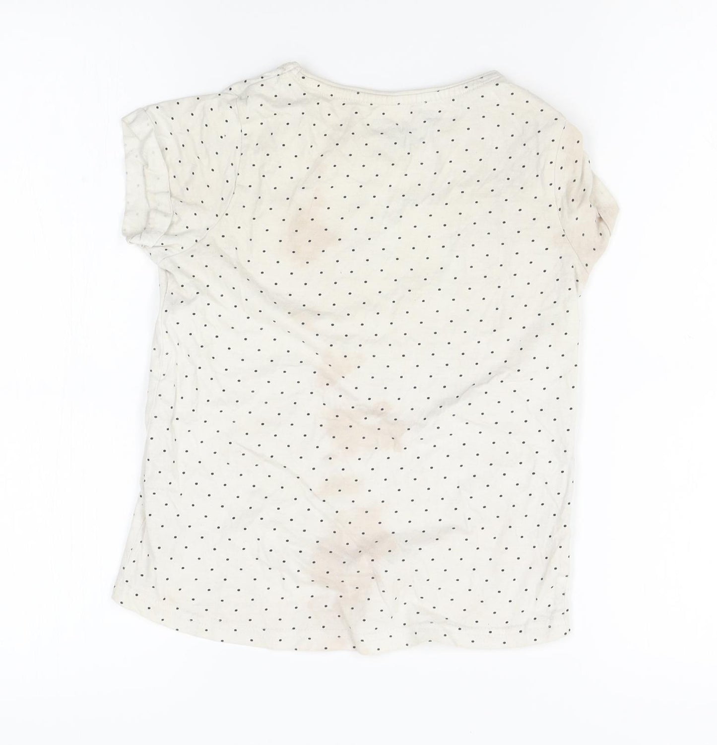 Primark Girls White Polka Dot  Basic T-Shirt Size 8-9 Years  - BFF