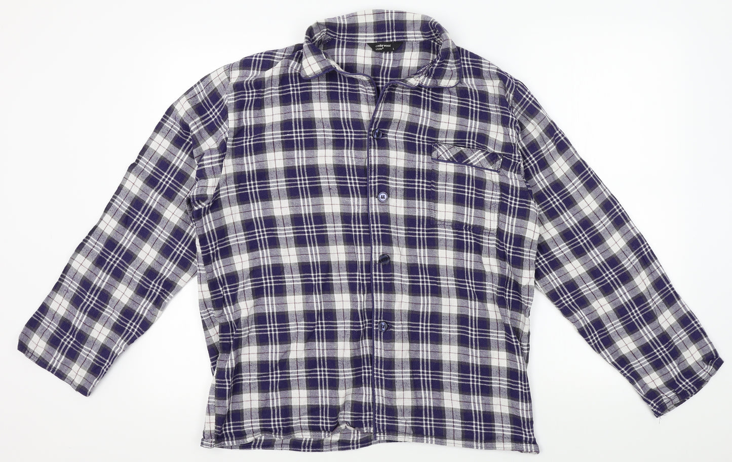 Cedar Wood State Mens Blue Plaid   Button-Up Size L