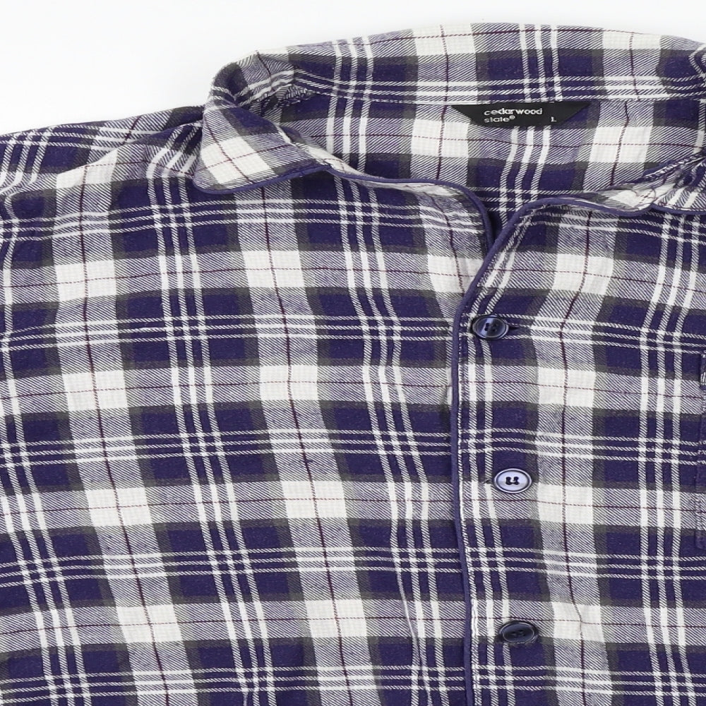 Cedar Wood State Mens Blue Plaid   Button-Up Size L