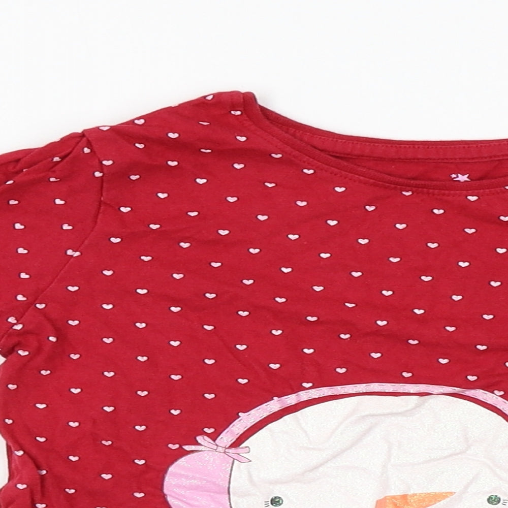 Primark Girls Red Polka Dot  Basic T-Shirt Size 6-7 Years