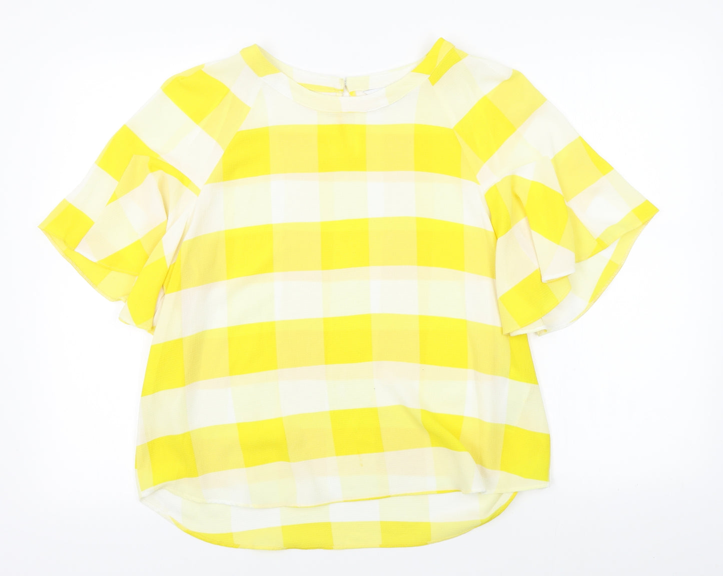 Principles Womens Yellow Plaid  Basic Blouse Size 14