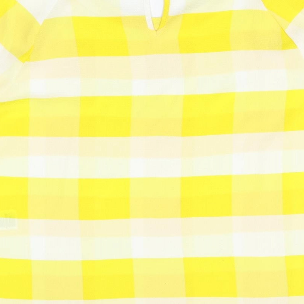 Principles Womens Yellow Plaid  Basic Blouse Size 14