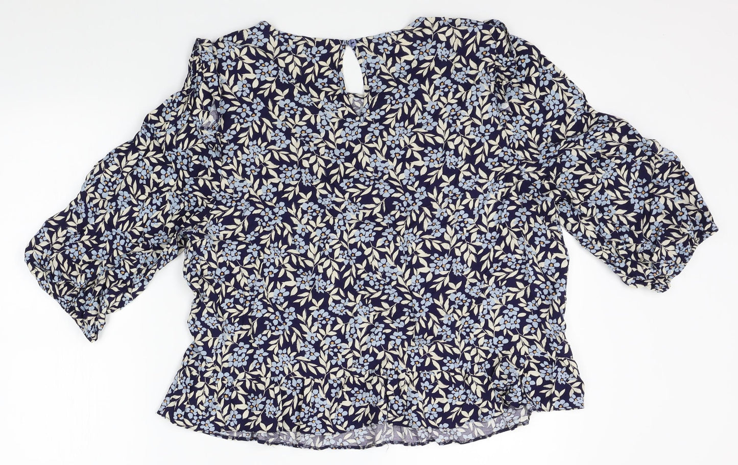 George Womens Blue Floral  Basic Blouse Size 18
