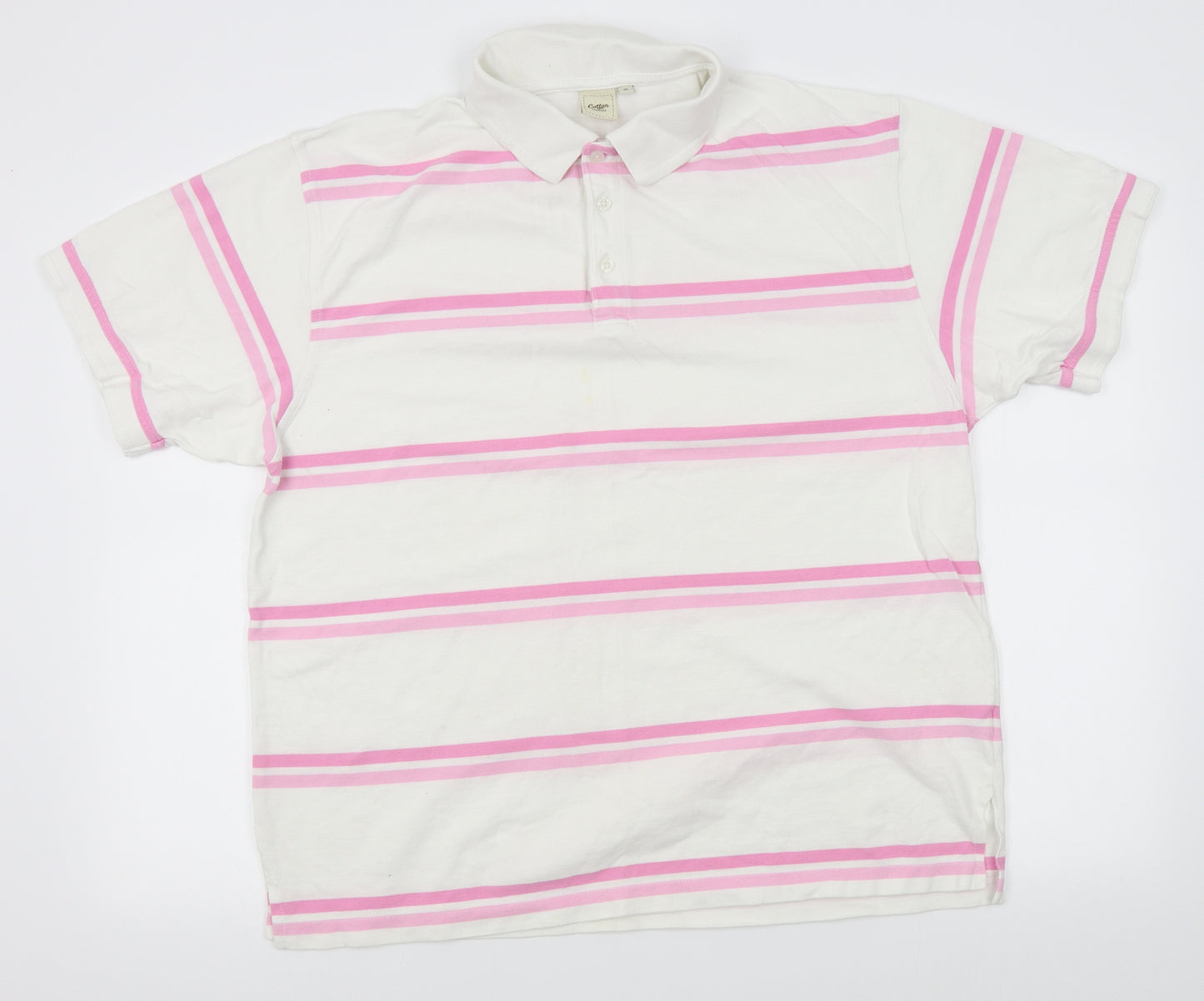 Cotton Traders Mens White Striped   Polo Size XL