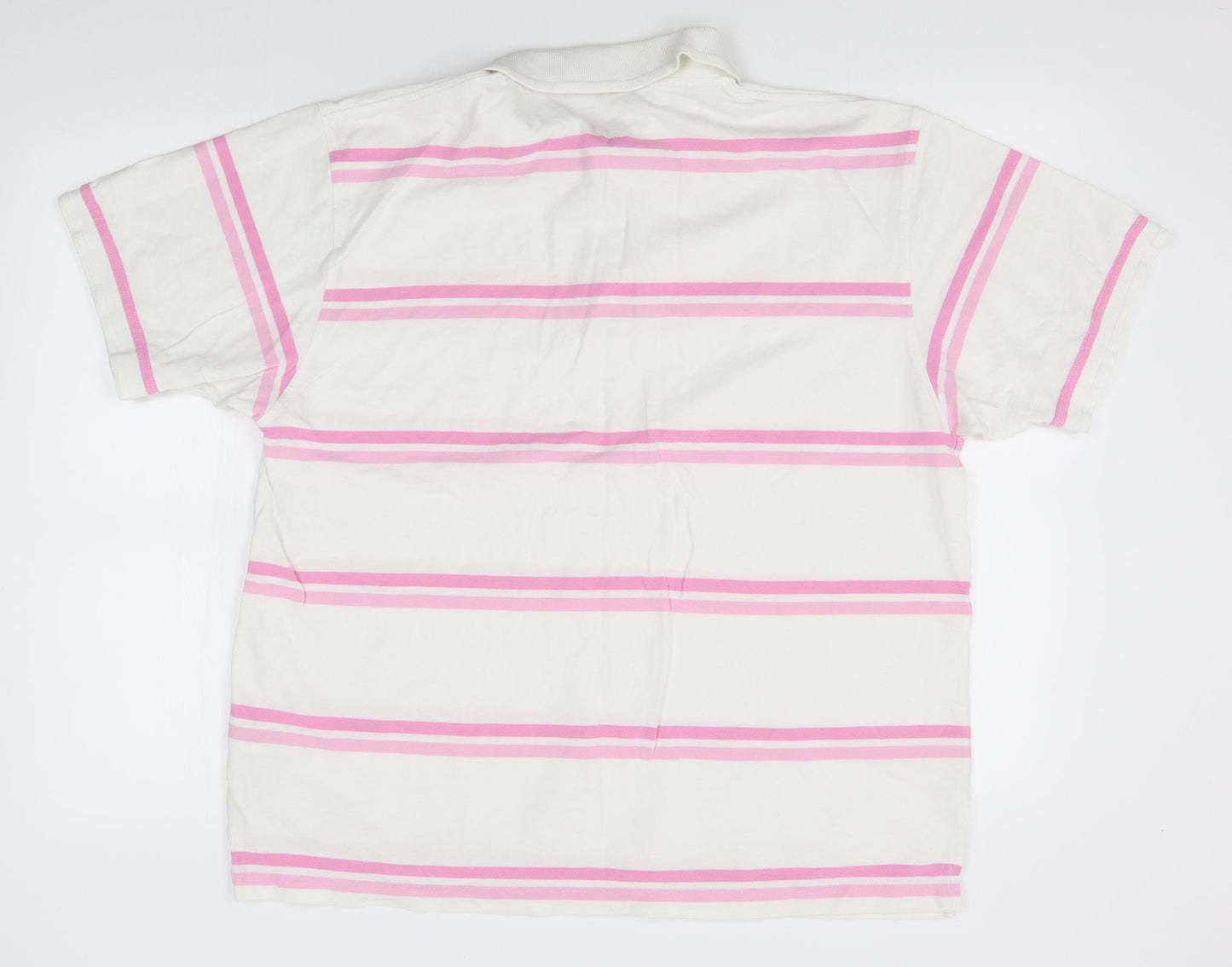 Cotton Traders Mens White Striped   Polo Size XL
