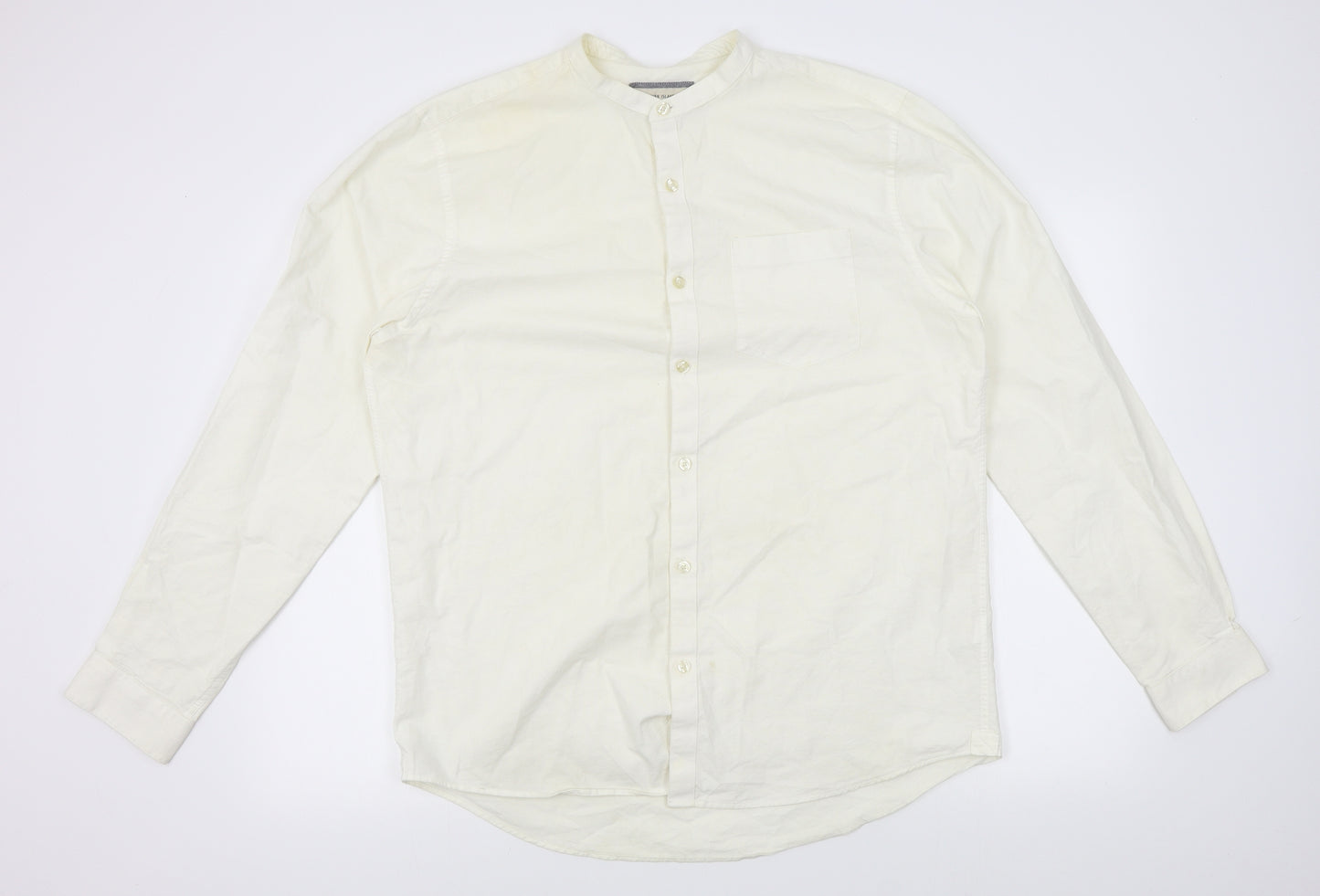 River Island Mens White    Button-Up Size L