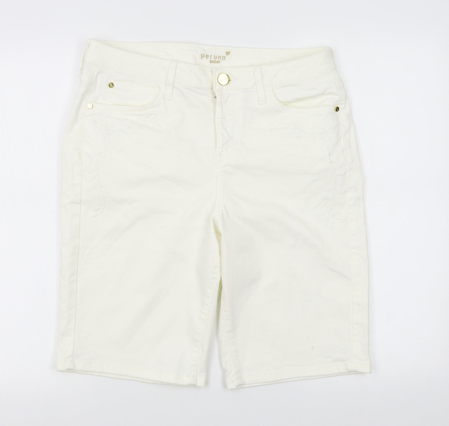 M&S Womens White    Shorts Size 14 - Jean shorts