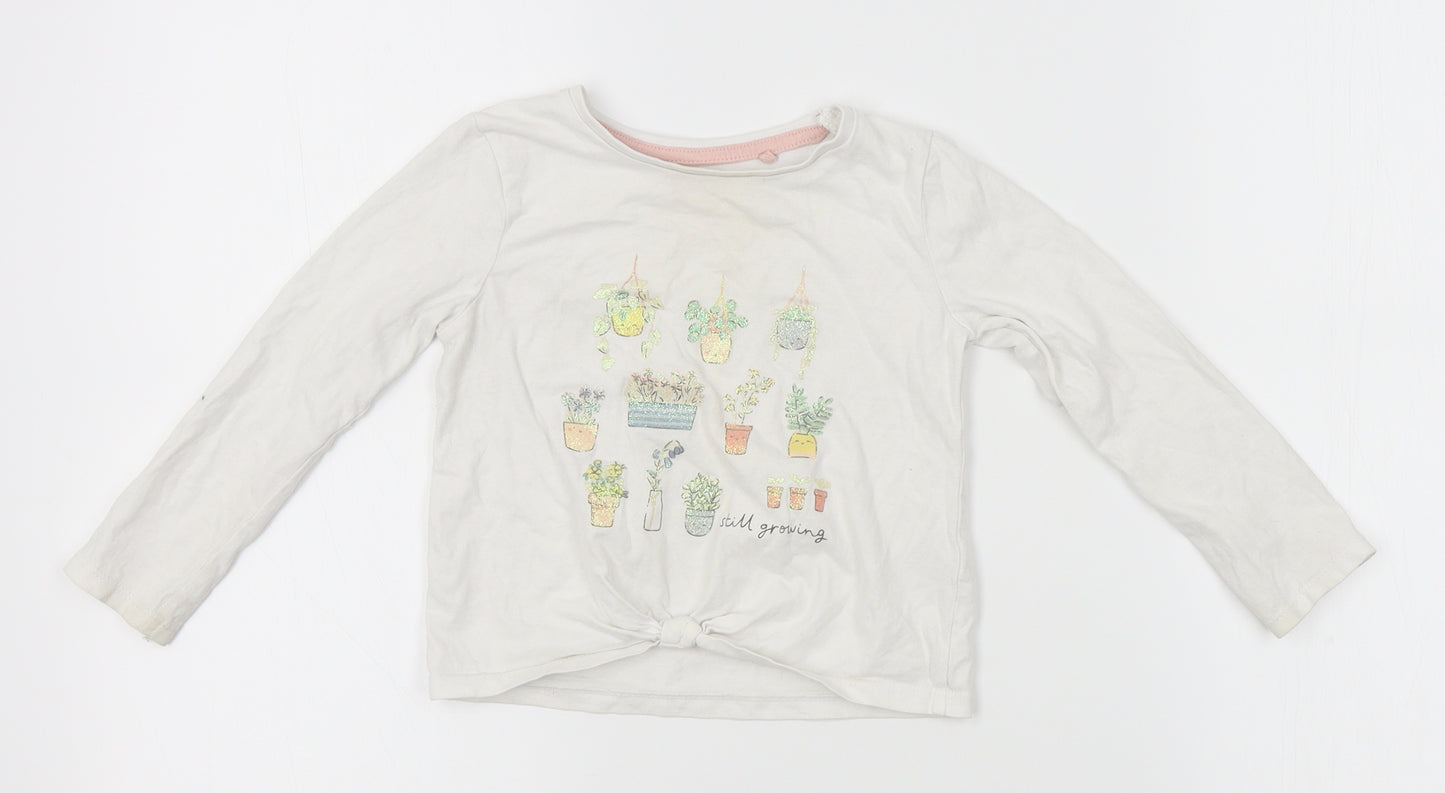 TU Girls White   Basic T-Shirt Size 2-3 Years  - gardening