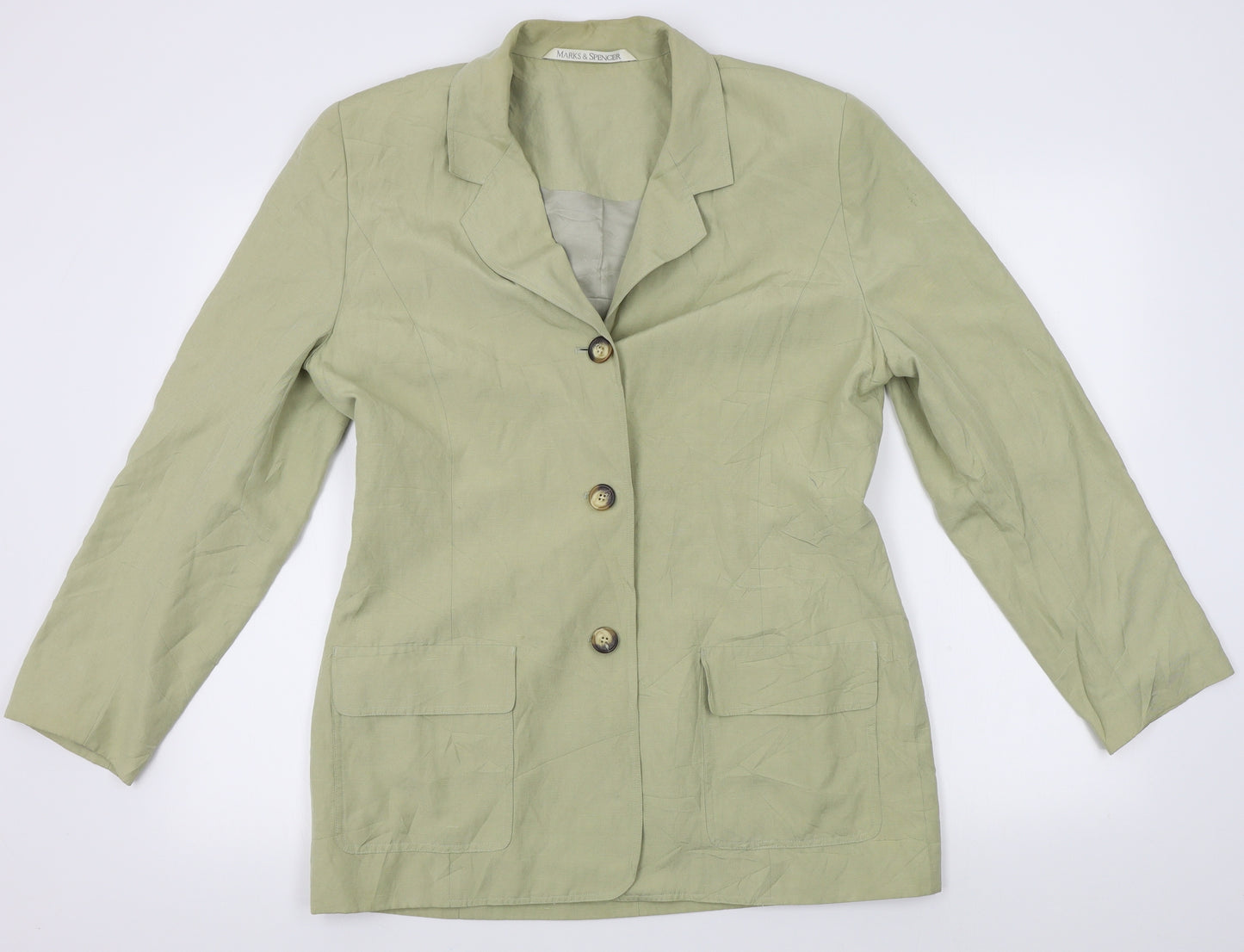 M&S Womens Green   Jacket Blazer Size 16
