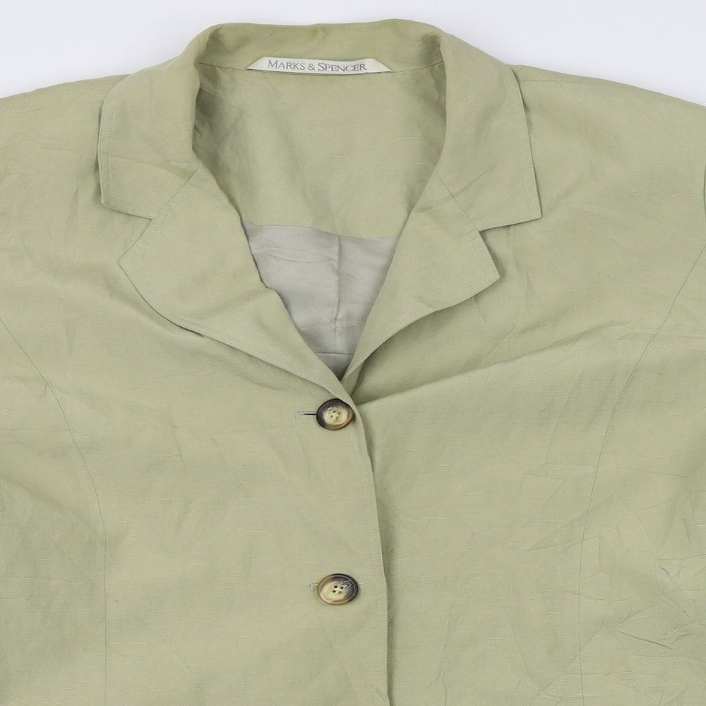 M&S Womens Green   Jacket Blazer Size 16