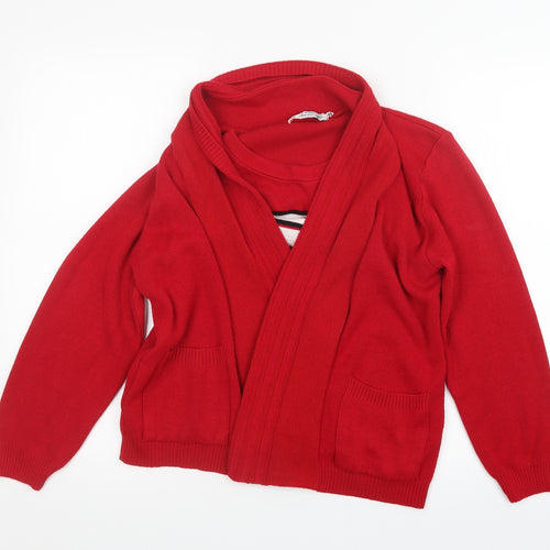 Beaumonde Womens Red  Knit Cardigan Jumper Size S  - Top and cardigan in one