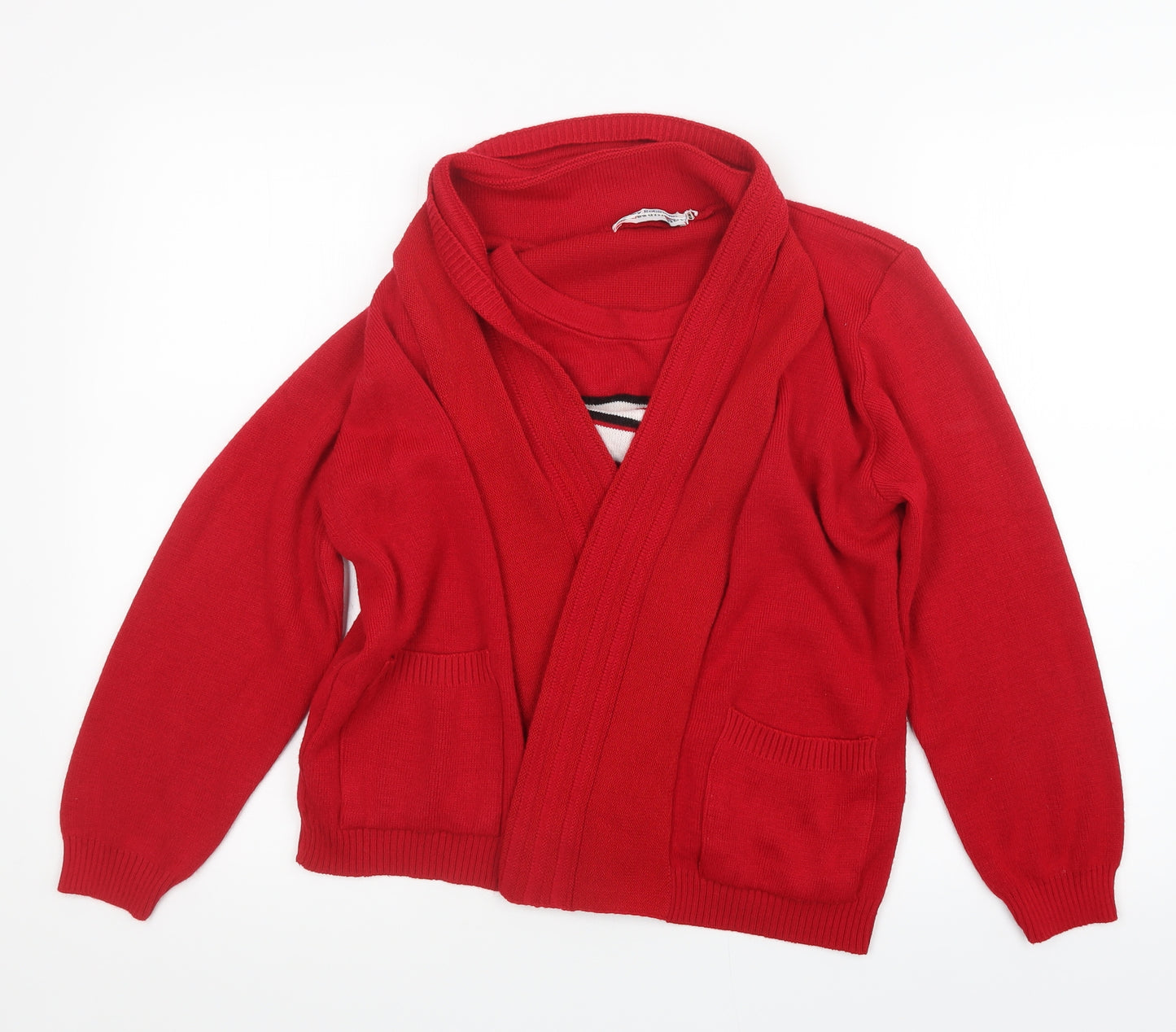 Beaumonde Womens Red  Knit Cardigan Jumper Size S  - Top and cardigan in one