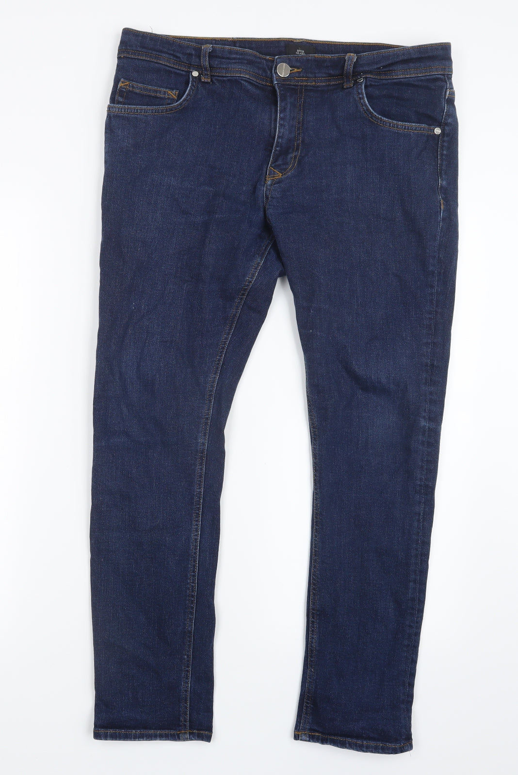 River Island Mens Blue  Denim Straight Jeans Size 34 in L27 in