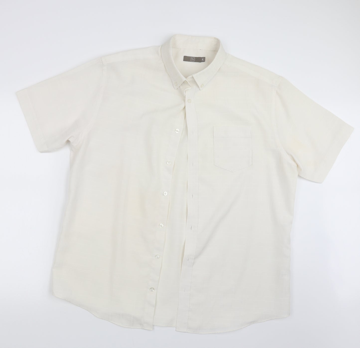 TU Mens White    Button-Up Size XL