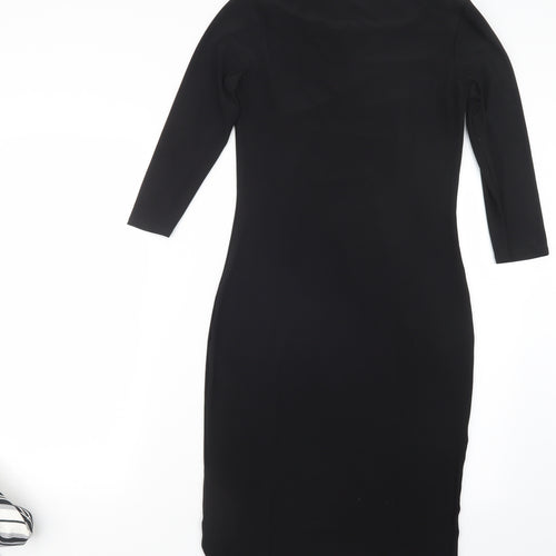 Debenhams Womens Black Geometric  T-Shirt Dress  Size 10