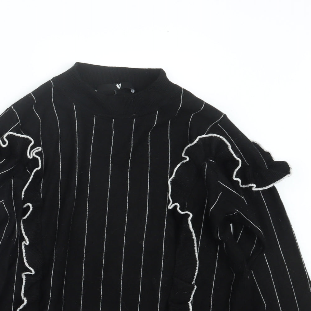 Very Womens Black Striped Knit Pullover Jumper Size 14