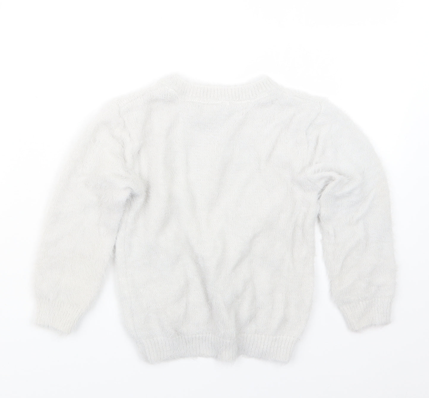 Primark Girls White  Knit Pullover Jumper Size 4-5 Years