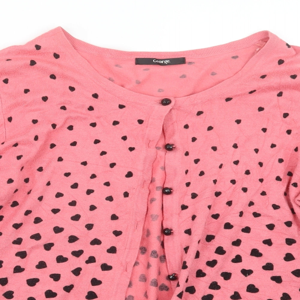 George Womens Pink Geometric  Cardigan Jumper Size 18