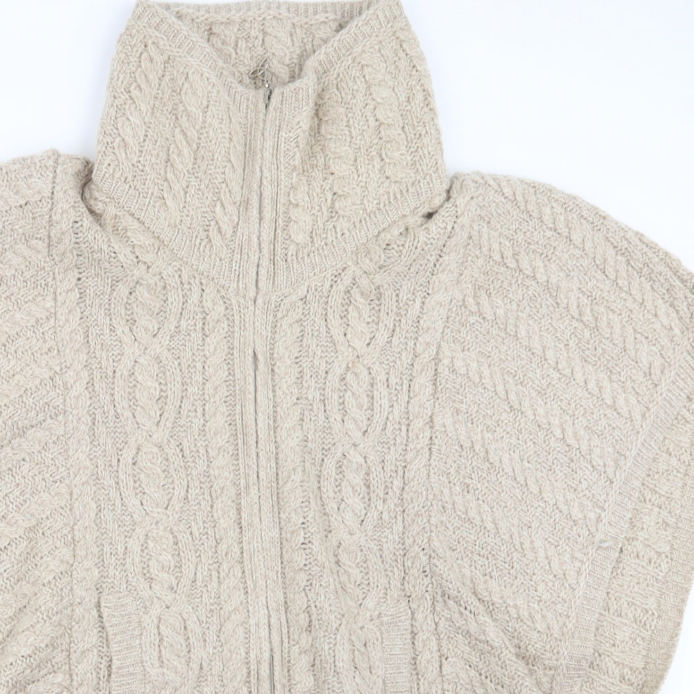 Aran Crafts Womens Beige  Knit Cape Jumper Size S