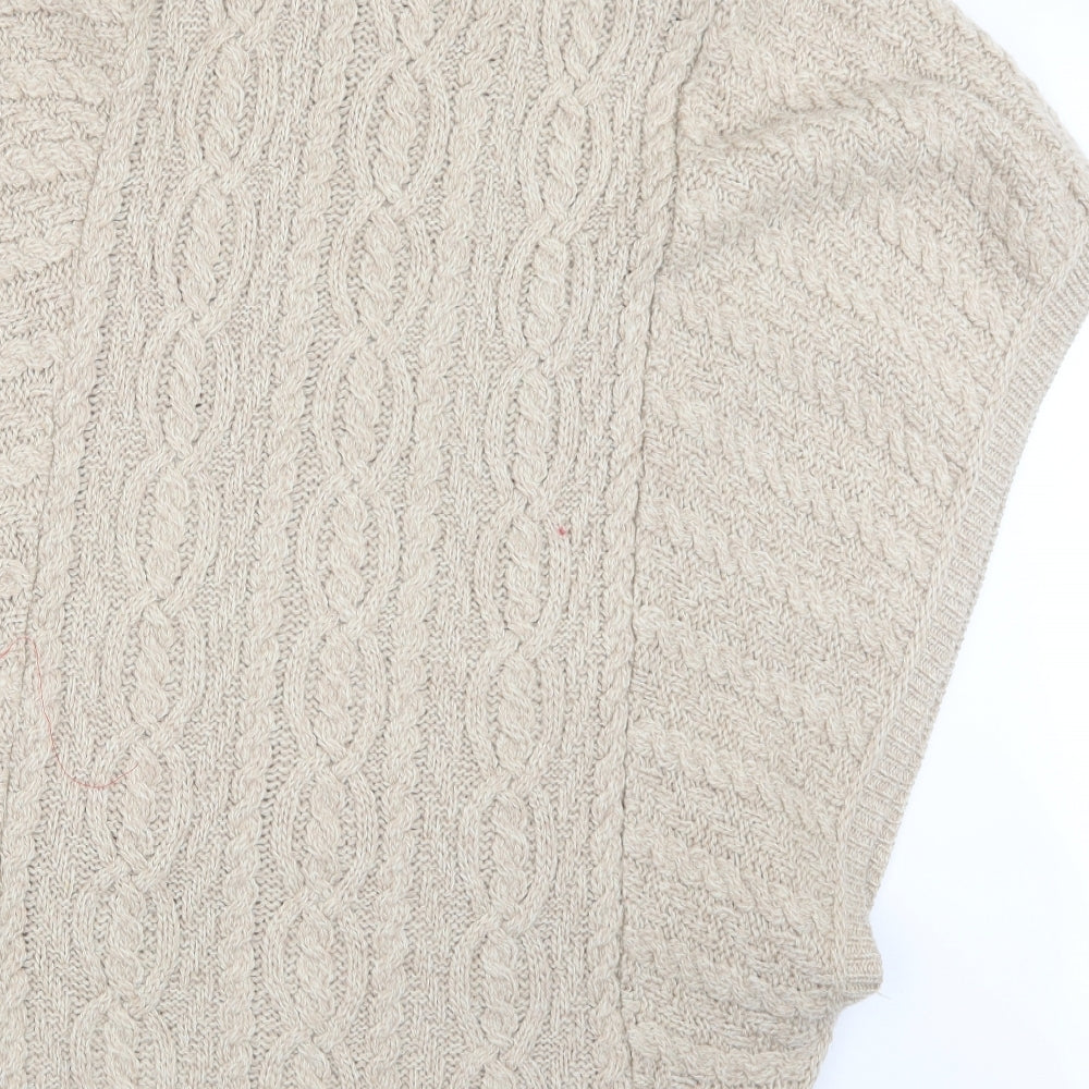Aran Crafts Womens Beige  Knit Cape Jumper Size S