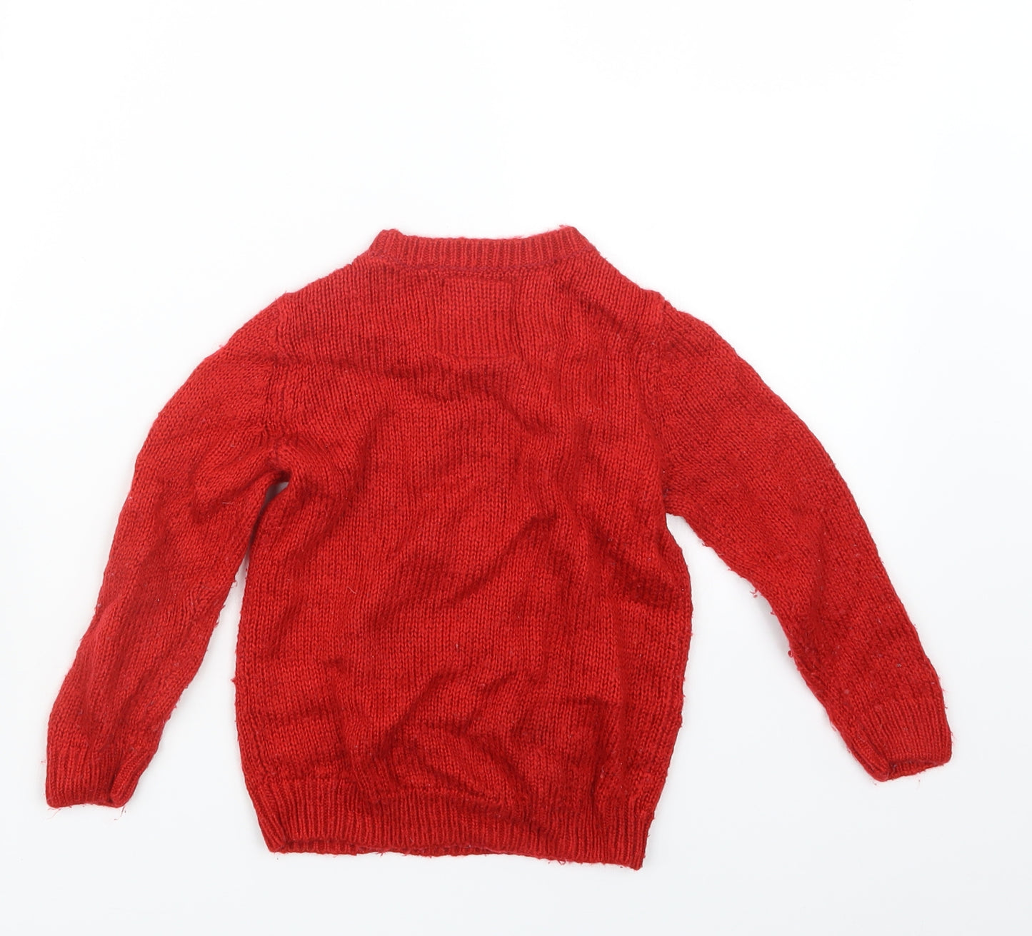 TU Girls Red  Knit Pullover Jumper Size 4 Years  - Christmas