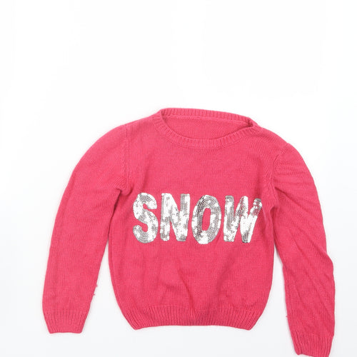 Pep&Co Girls Pink  Knit Pullover Jumper Size 5-6 Years